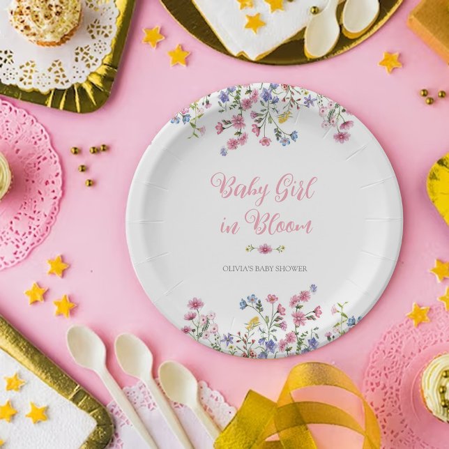 Wildblume Boho Baby Shower Girl Rose Gold Plate Pappteller (Von Creator hochgeladen)