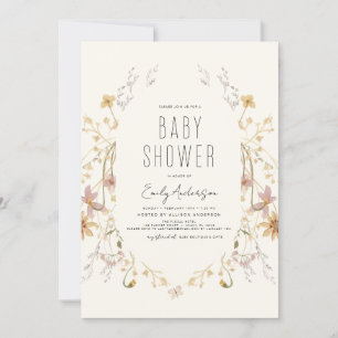 Wildblume Boho Babydusche Elegant Moderne Einladung
