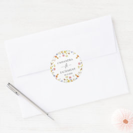 Wildblume Boho Botanischer Polterabend Runder Aufkleber