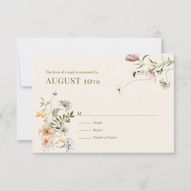 Wildblume Boho | Botanischer Reaktionsausweis RSVP Karte (Vorderseite)