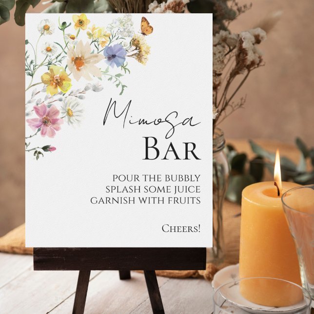 Wildblume Boho Brautparty Mimosa Bar Sign Poster (Von Creator hochgeladen)