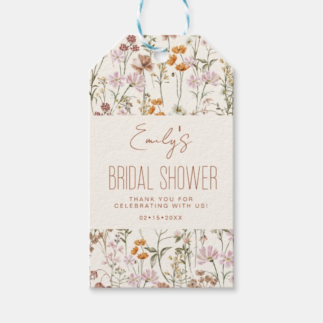 Wildblume Boho Brautparty Vielen Dank in Bloom Geschenkanhänger (Vorderseite)