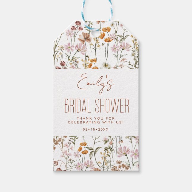 Wildblume Boho Brautparty Vielen Dank in Bloom Geschenkanhänger (Vorderseite)