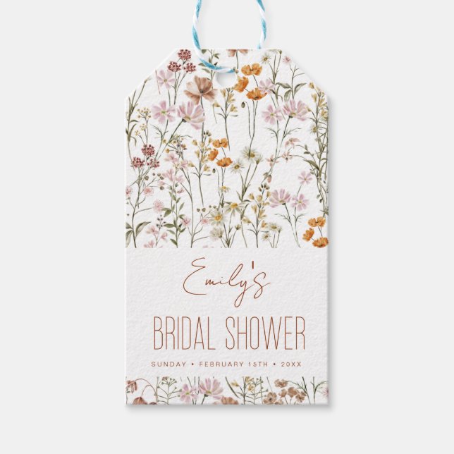 Wildblume Boho Brautparty Wasserfarbe im Blut Geschenkanhänger (Vorderseite)