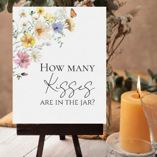 Wildblume Boho Brautparty Wie viele Kisses Sign Poster