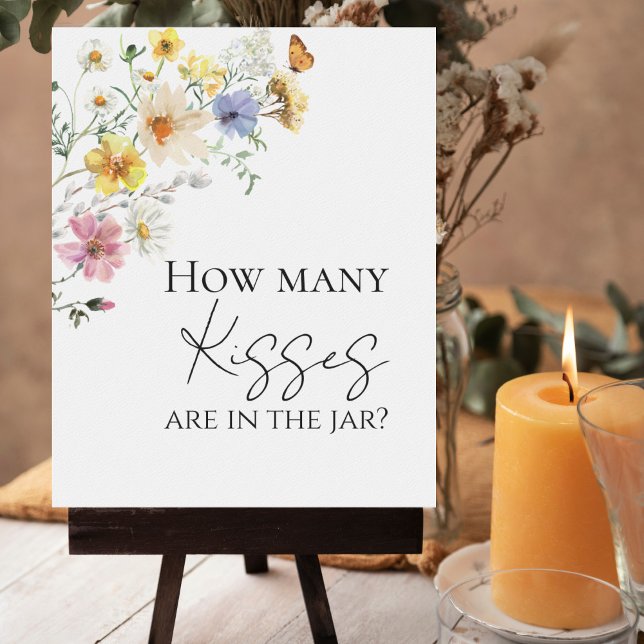 Wildblume Boho Brautparty Wie viele Kisses Sign Poster (Von Creator hochgeladen)