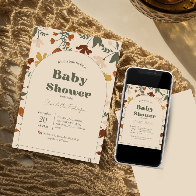 Wildblume Boho Chic Baby Dusche Einladungen (Von Creator hochgeladen)