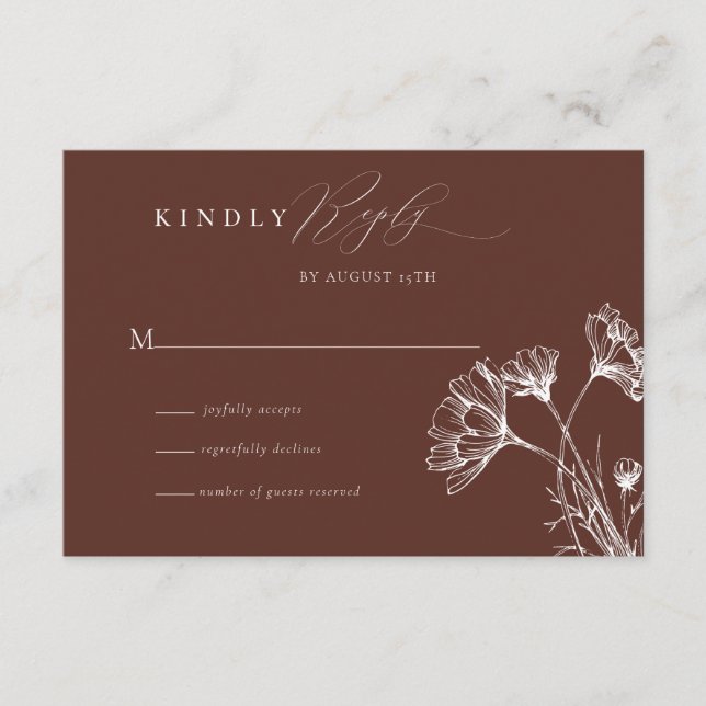 Wildblume Boho Chic Wedding RSVP Begleitkarte (Vorderseite)