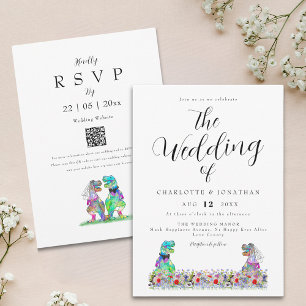 Wildblume Boho Dinosaur Theme Wedding Einladung