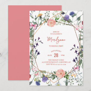 Wildblume Boho Einladung zum 1. Geburtstag