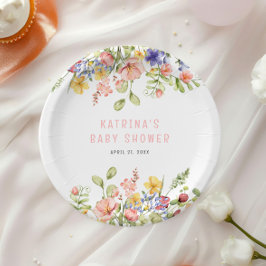 Wildblume Boho Field Gender Neutral Baby Shower Pappteller