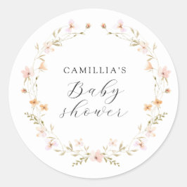 Wildblume Boho Floral Baby Dusche Runder Aufkleber