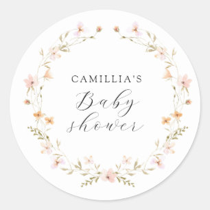 Wildblume Boho Floral Baby Dusche Runder Aufkleber