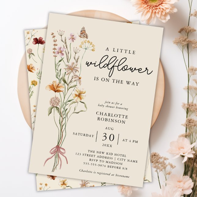 Wildblume Boho Floral Neutral Baby Dusche Einladung (Wildflower Boho Baby Shower Invitation)