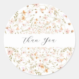 Wildblume Boho Floral Wedding Runder Aufkleber