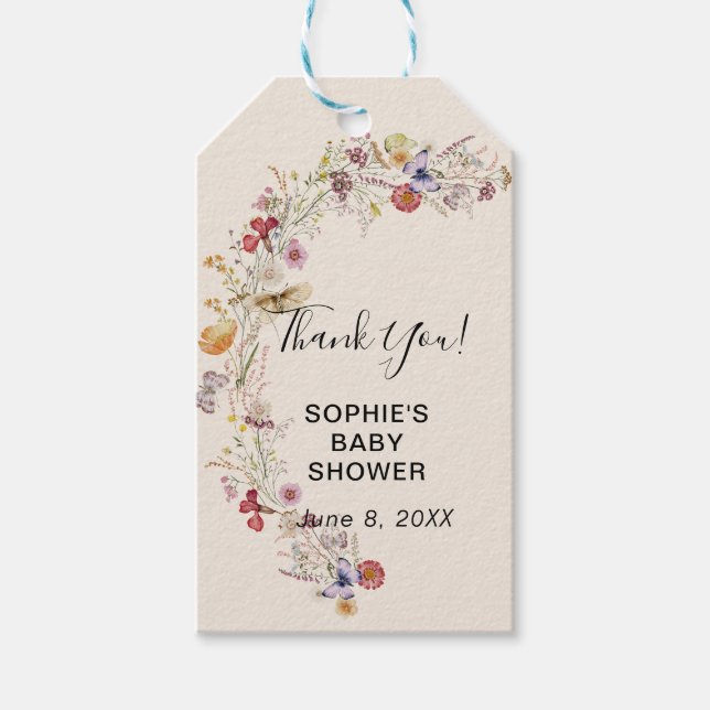 Wildblume Boho Garden Baby in Bloom Geschenkanhänger (Vorderseite)