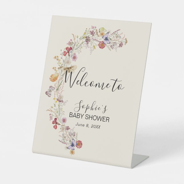 Wildblume Boho Garden Baby in Bloom Willkommen Sockelschild (Vorderseite)