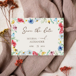 Wildblume boho Garden Beige Horizontal Save The Date