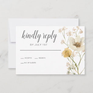 Wildblume Boho garden Floral Wedding RSVP Card