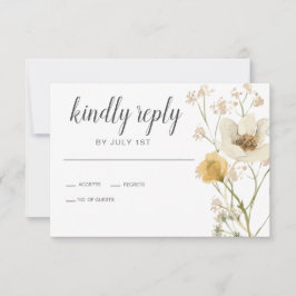 Wildblume Boho garden Floral Wedding RSVP Card Karte