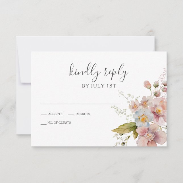 Wildblume Boho garden Floral Wedding RSVP Card Karte (Vorderseite)