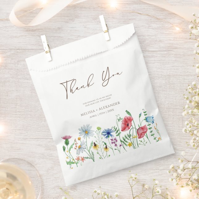 Wildblume Boho Garden Floral Wedding Vielen Dank Geschenktütchen (Ausgeschnitten)