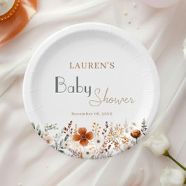 Wildblume Boho Gender Neutral Baby Dusche Pappteller