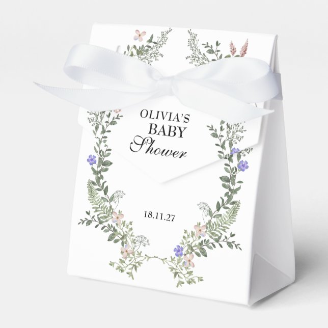 Wildblume Boho Green Gender Neutral Baby Shower Geschenkschachtel (Vorderseite)