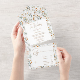 Wildblume Boho Hochzeit alles in einem All In One Einladung