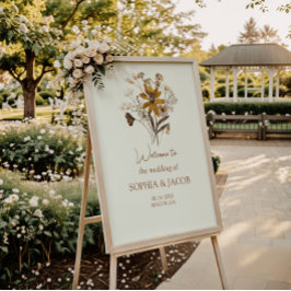 Wildblume Boho Hochzeit im Herbst Begrüßungspapier Poster