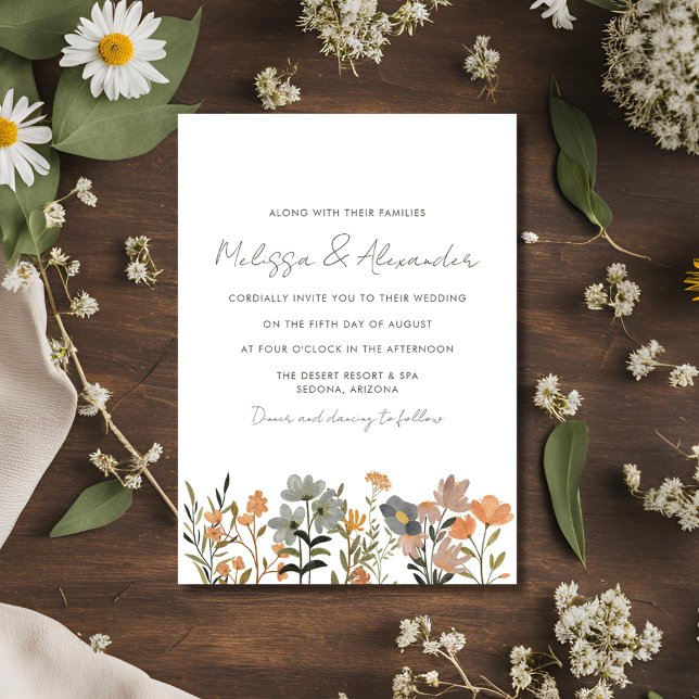 Wildblume Boho Hochzeit im Herbst Einladung (Wildflower Boho Fall Wedding Invitation)