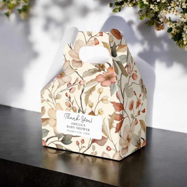 Wildblume Boho Ivory Floral Baby Dusche Geschenkschachtel (Von Creator hochgeladen)