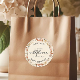 Wildblume Boho Ivory Floral Baby Dusche Runder Aufkleber