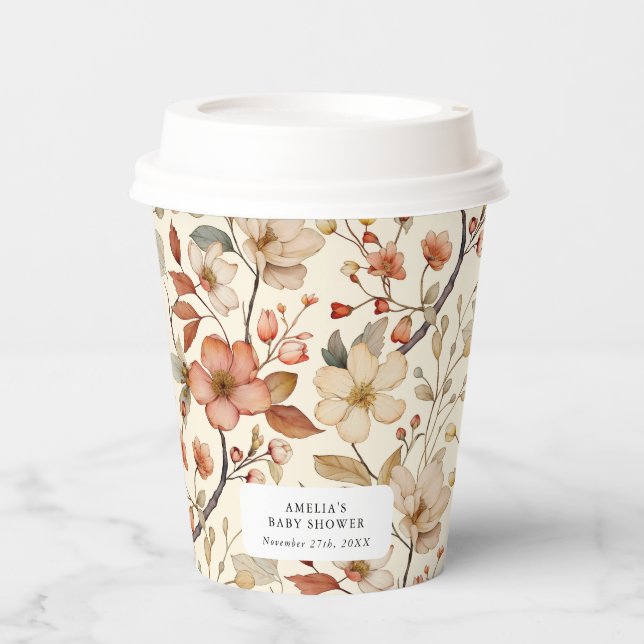 Wildblume Boho Ivory Terracotta Pappbecher (Vorderseite)