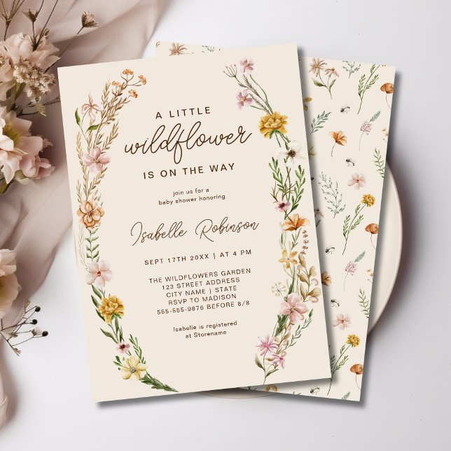 Wildblume Boho Kinderdusche Einladung (Wildflower Boho Baby Shower Invitation)