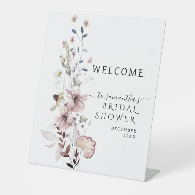 Wildblume boho Modernes Brautparty Willkommen Sockelschild (Vorderseite)