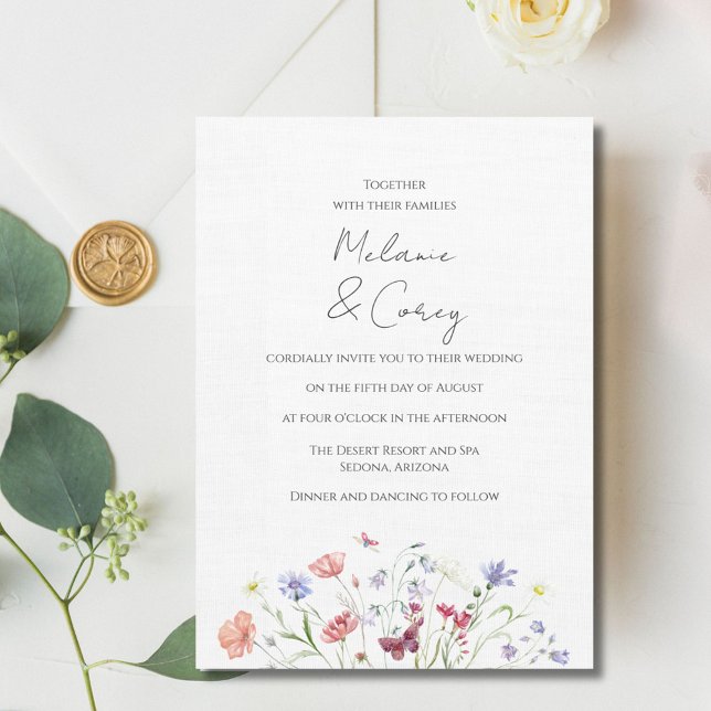Wildblume Boho Outdoor Hochzeitseinladung Einladung (Wildflower Boho Outdoor Wedding Invitation)