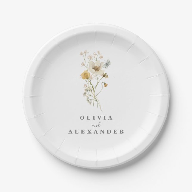 Wildblume Boho Pappteller (Vorderseite)
