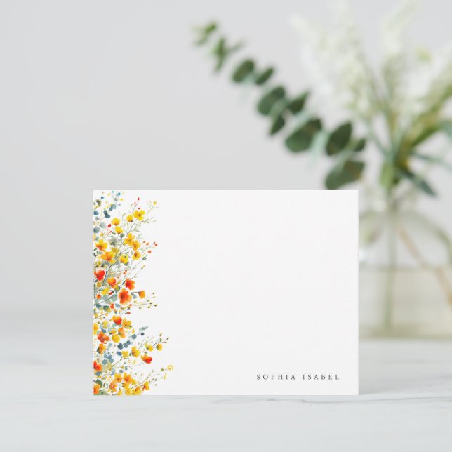 Wildblume Boho Personalisiert Stationery Note Card Mitteilungskarte (Stehend Vorderseite)