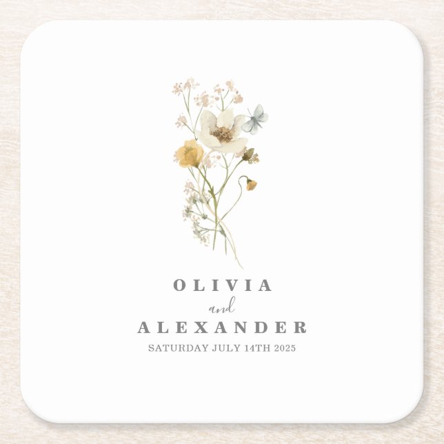 Wildblume Boho Rechteckiger Pappuntersetzer (Vorderseite)