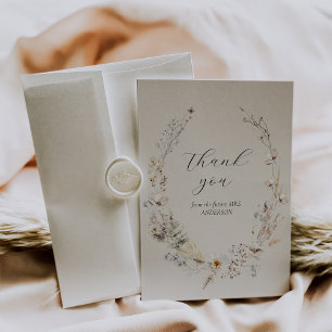Wildblume Boho Rustic Elegantes Brautparty Dankeskarte