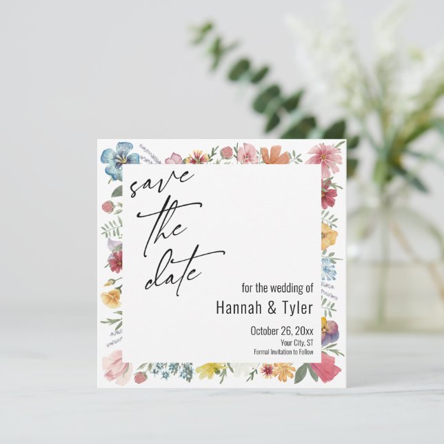 Wildblume Boho Save The Date (Stehend Vorderseite)