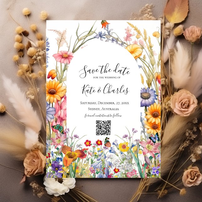Wildblume boho schicke Kranz Save the Date einlade Einladung (Von Creator hochgeladen)