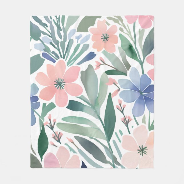 Wildblume Boho Soft Pastell Spring Fleecedecke (Vorderseite)