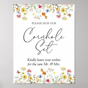 Wildblume Boho Unterschreiben unser Cornhole Set H Poster