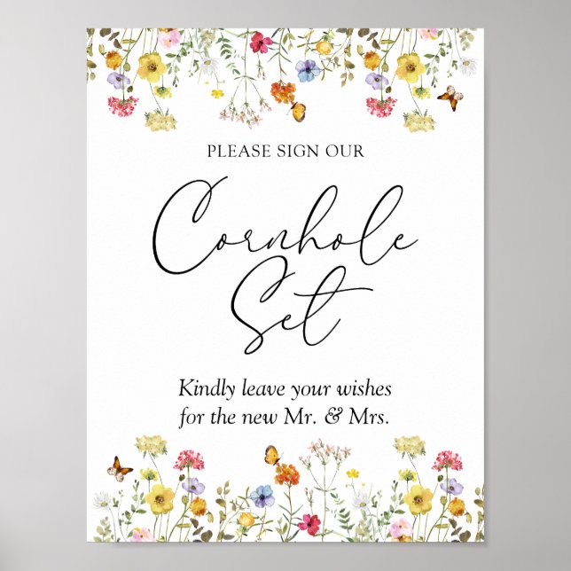Wildblume Boho Unterschreiben unser Cornhole Set H Poster (Vorne)