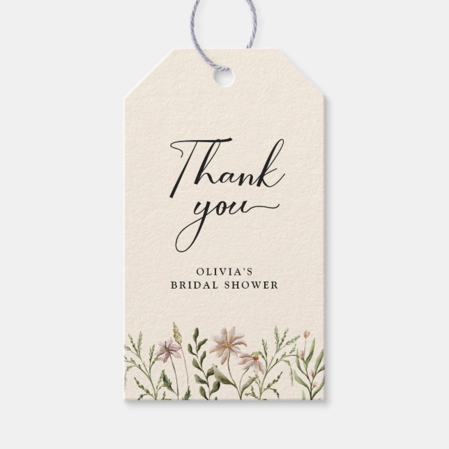 Wildblume Boho Vielen Dank Brautparty Geschenktafe Geschenkanhänger (Vorderseite)