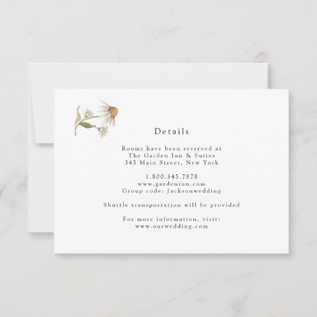 Wildblume Boho Wedding Details Card Einladung (Vorderseite)