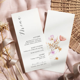 Wildblume Boho Wedding Menu Menükarte