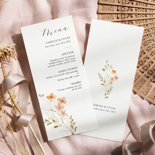 Wildblume Boho Wedding Menu Menükarte (Von Creator hochgeladen)